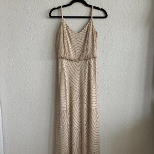 Adrianna Pappel Gold Beaded Gown Dress